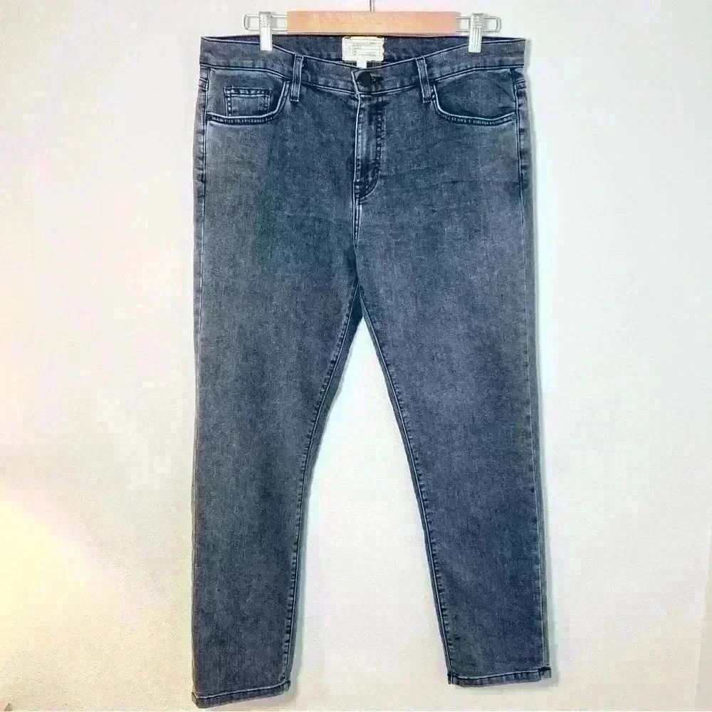 Current/Elliott The Fling Evermore Dark Gray Distressed Wash Denim Jeans Size 32 - Picture 1 of 13